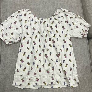 GAP White Blouse with Colorful Pineapple Print